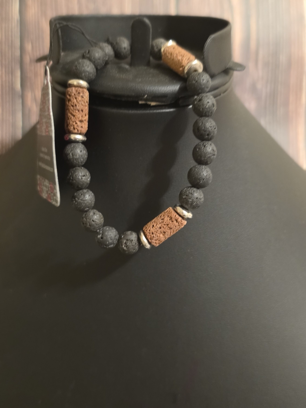 Paparazzi Black Lava Bead Bracelet with Brown Accent Beads